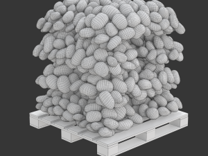 Potatoes in Red Burlap Sacks on the Pallet 3D Model
