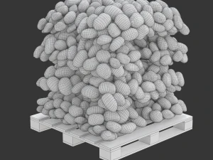 Ziemniaki w czerwonych workach jutowych na palecie Model 3D