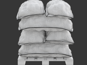Potatoes in Red Burlap Sacks on the Pallet 3D Model