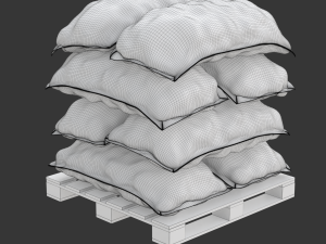 Potatoes in Red Burlap Sacks on the Pallet 3D Model