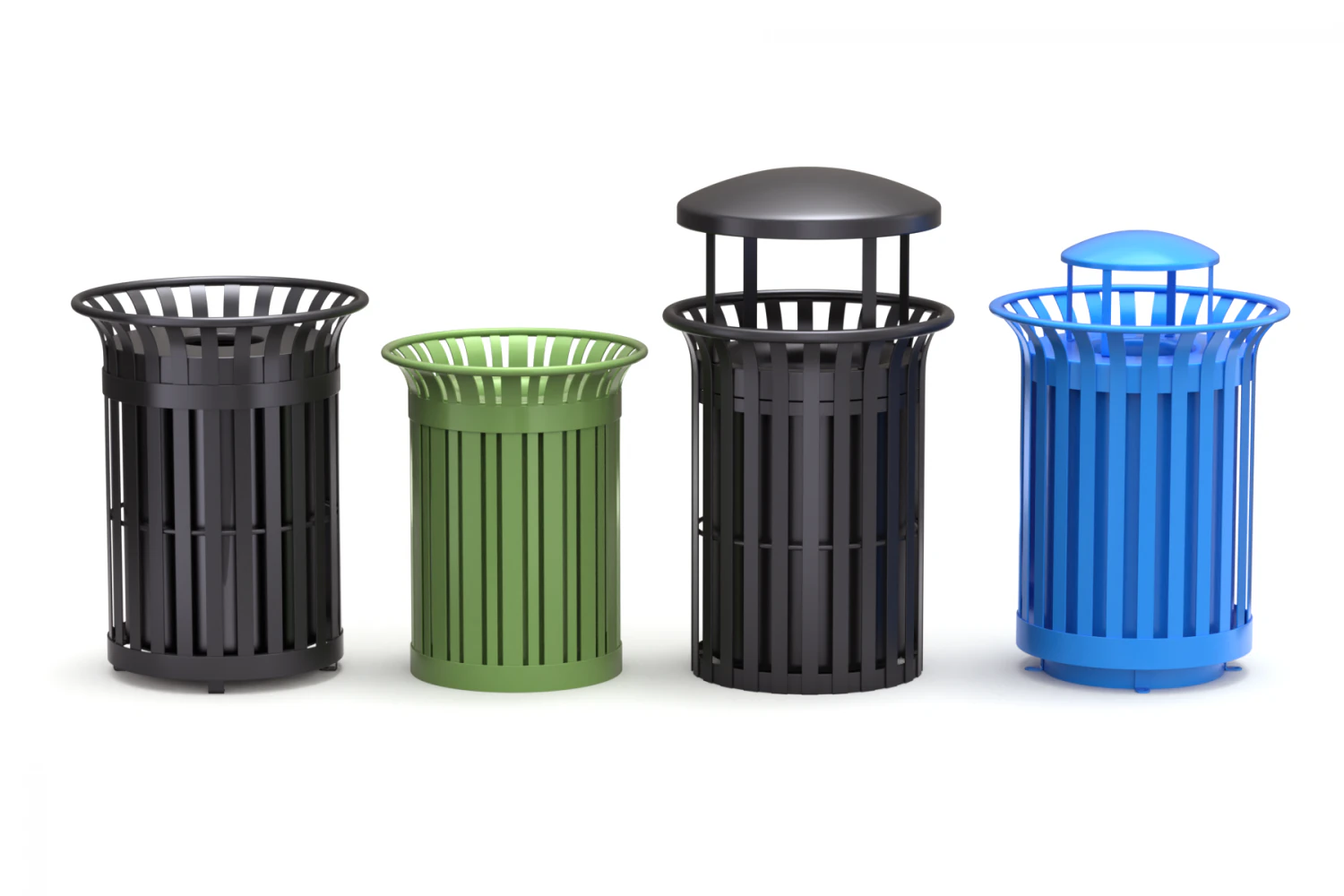 Park Trash Can Set 3D Model .c4d .max .obj .3ds .fbx .stl .blend 