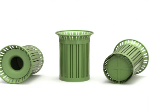 Park Trash Can Set 3D Model