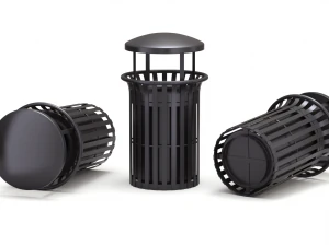 Park Trash Can Set 3D Model