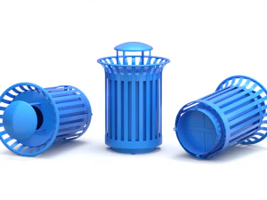 Park Trash Can Set 3D Model
