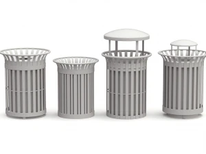 Park Trash Can Set 3D Model