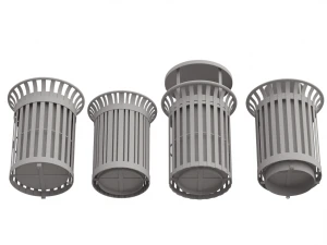 Park Trash Can Set 3D Model
