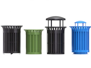 Park Trash Can Set 3D Model