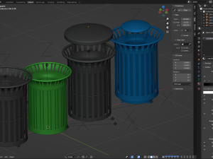 Park Trash Can Set 3D 模型
