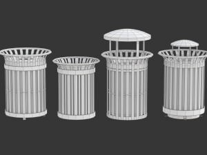 Park Trash Can Set 3D 模型