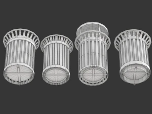 Park Trash Can Set 3D Model