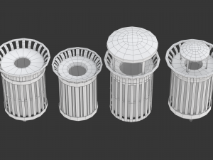 Park Trash Can Set 3D 模型