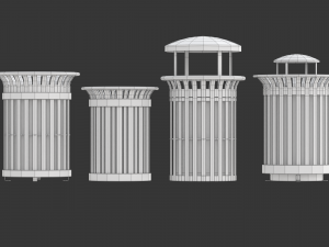 Park Trash Can Set 3D 模型
