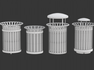 Park Trash Can Set 3D 模型