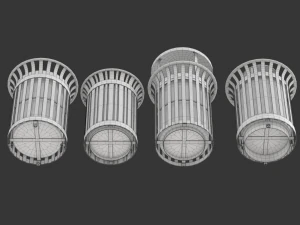 Park Trash Can Set 3D Model