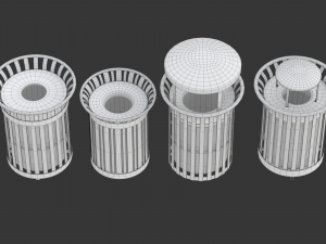 Park Trash Can Set 3D 模型