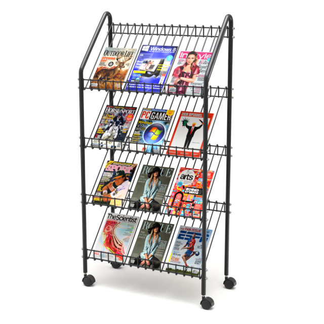 Magazine Rack with Wheels - Model 02 3D Model .c4d .max .obj .3ds .fbx .stl .blend 