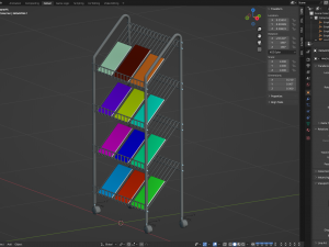 Magazine Rack with Wheels - Model 02 3D Model