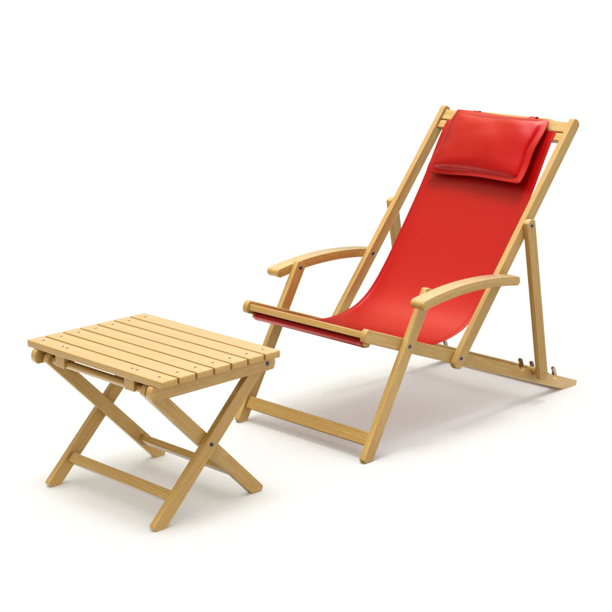 Cadeira de praia com mesa lateral Modelo 3D .c4d .max .obj .3ds .fbx .stl .blend 