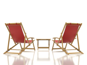 Cadeira de praia com mesa lateral Modelo 3D