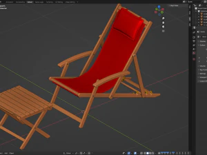 Cadeira de praia com mesa lateral Modelo 3D