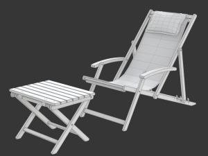 Deck Chair with Side Table 3Dモデル