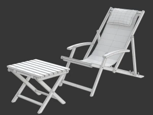 Cadeira de praia com mesa lateral Modelo 3D