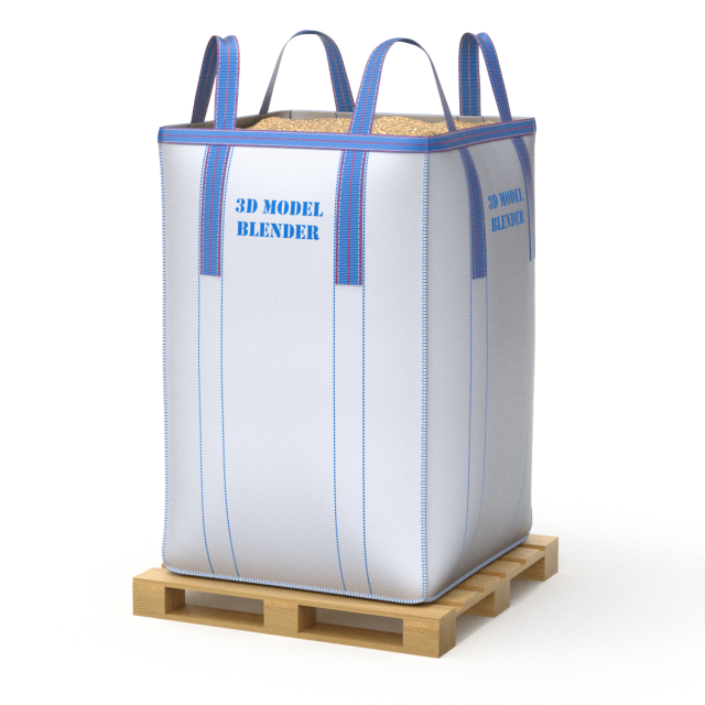 Bulk Bag on Wooden Pallet 3D मॉडल .c4d .max .obj .3ds .fbx .stl .blend 