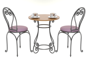 French Sidewalk Cafe Table with Chairs 3Dモデル