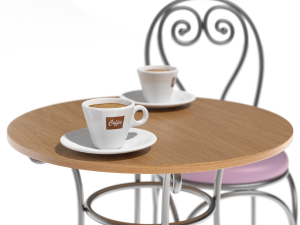 French Sidewalk Cafe Table with Chairs 3Dモデル