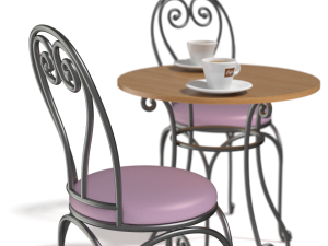French Sidewalk Cafe Table with Chairs 3Dモデル