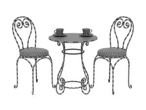 French Sidewalk Cafe Table with Chairs 3Dモデル