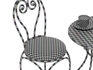 French Sidewalk Cafe Table with Chairs 3Dモデル