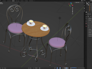 French Sidewalk Cafe Table with Chairs 3Dモデル