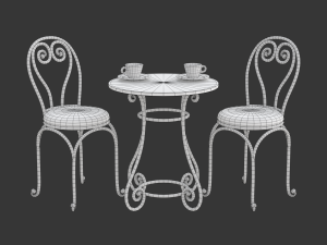 French Sidewalk Cafe Table with Chairs 3Dモデル