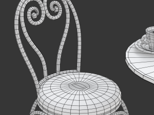 French Sidewalk Cafe Table with Chairs 3Dモデル