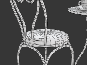French Sidewalk Cafe Table with Chairs 3Dモデル