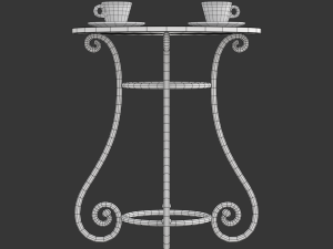 French Sidewalk Cafe Table with Chairs 3Dモデル