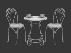 French Sidewalk Cafe Table with Chairs 3Dモデル