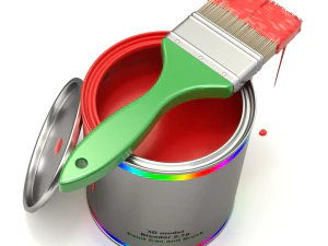 Paint Can and Brush 3D Model