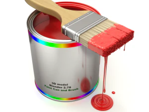 Paint Can and Brush 3D Model