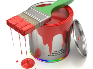 Paint Can and Brush 3D Model