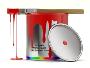 Paint Can and Brush 3D Model