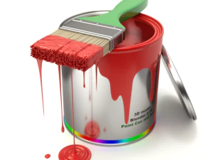 Paint Can and Brush 3D Model