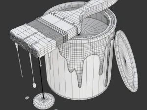 Paint Can and Brush 3D Model