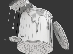 Paint Can and Brush 3D Model