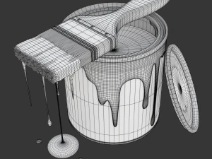 Paint Can and Brush 3D Model