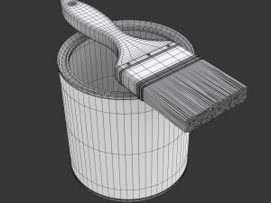 Paint Can and Brush 3D Model
