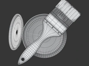 Paint Can and Brush 3D Model