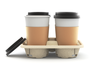 Takeout Coffee Cup with Lid and Holder 3D 모델