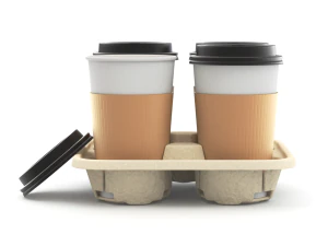 Takeout Coffee Cup with Lid and Holder 3D Model